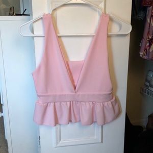 Light pink fit and flare crop top